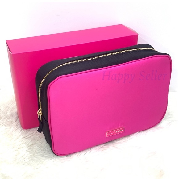 Prada Bag Pouch Makeup Cosmetic Bag Vanity Case Candy Perfume Pink/Gold New - Picture 1 of 8